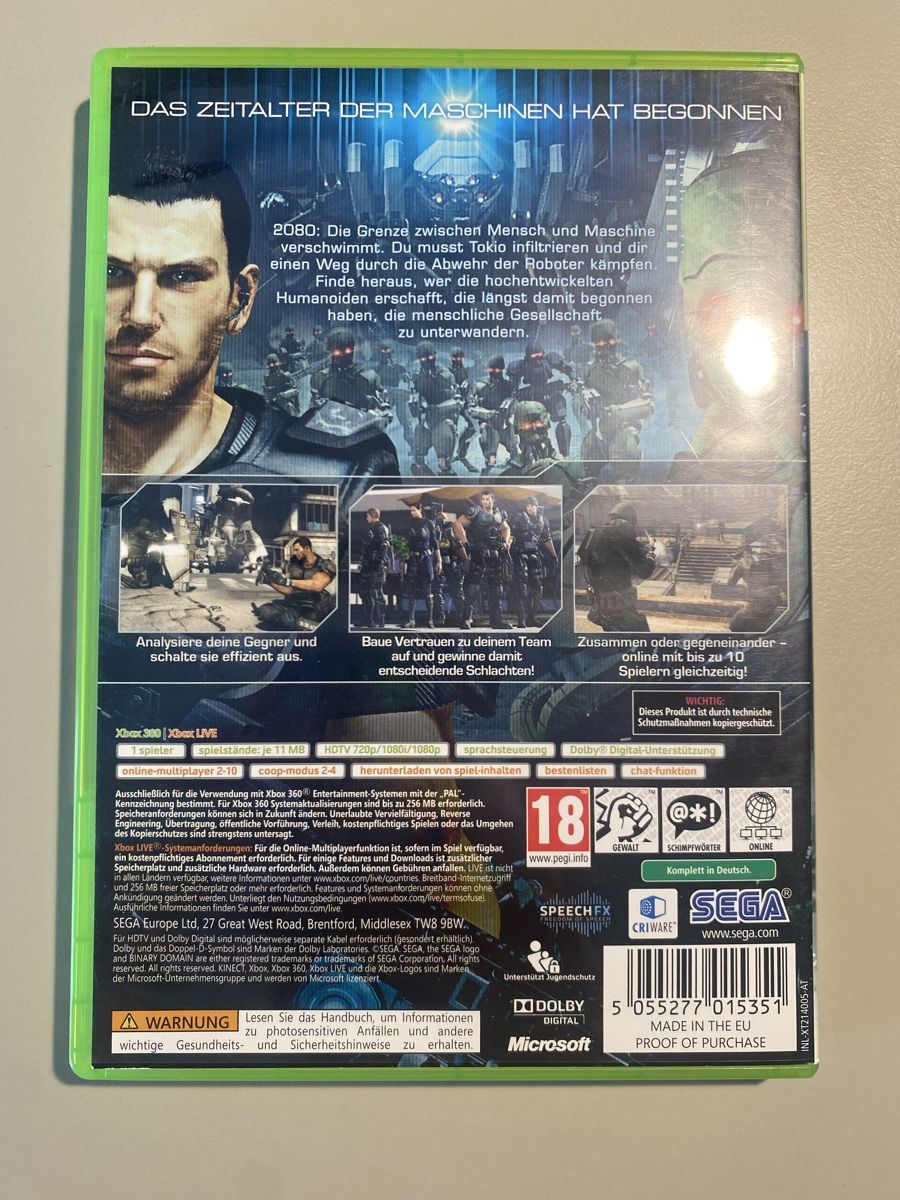 Microsoft Giochi: Binary Domain für Xbox 360 – Usato da Thunstetten venduto da Virus_33 2