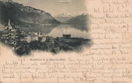 Alte Ansichtskarte von Montreux, gel. 1898