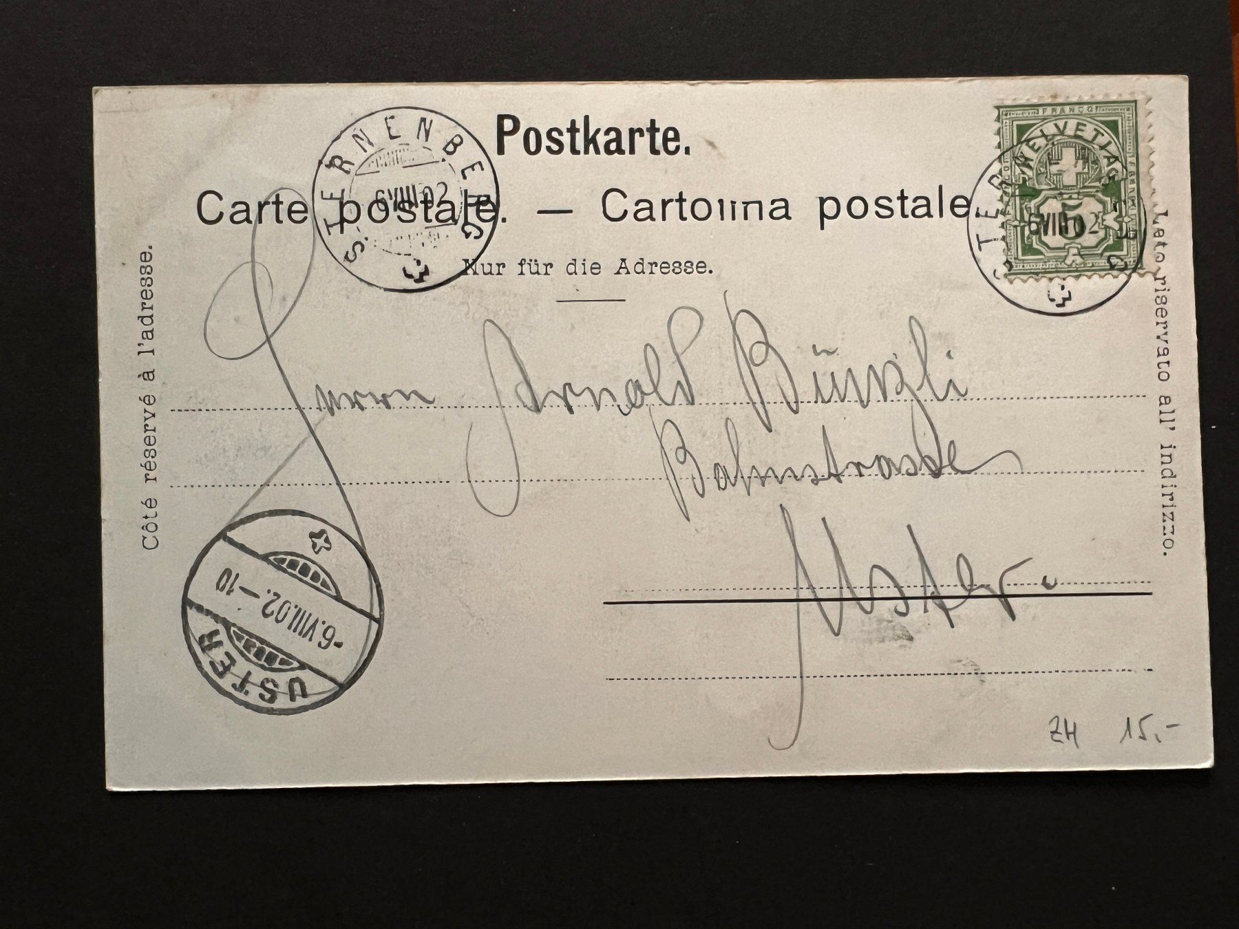 Cartoline postali: Postkarte Sternenberg 1902 (P329) – Usato da Hinwil venduto da Sidi4 1