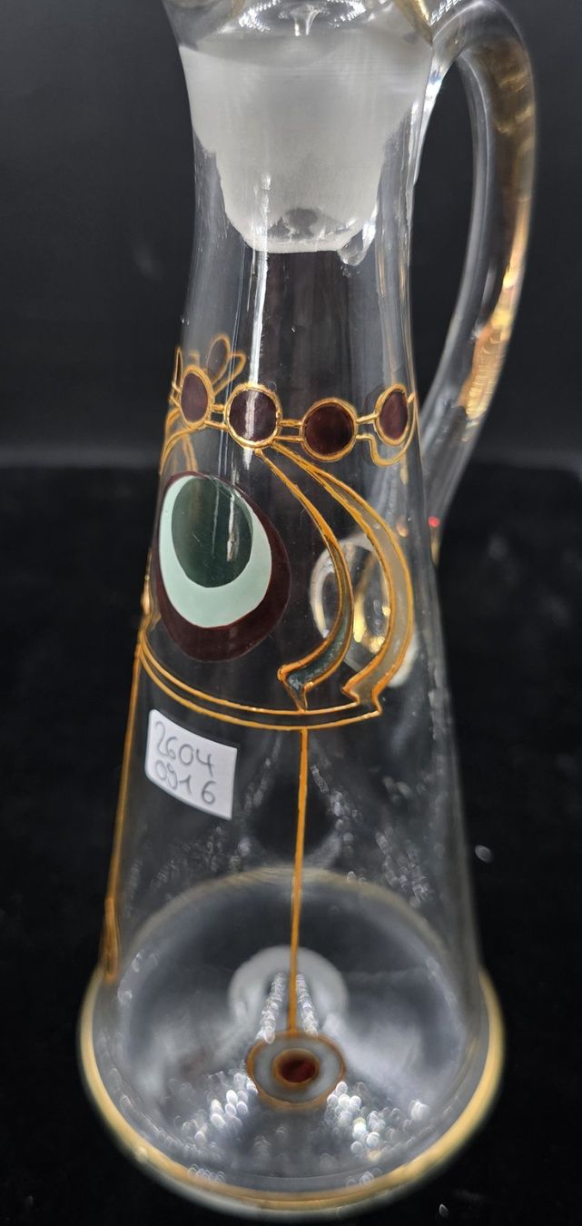 Caraffe: Antike Jugendstil-Karaffe mit 4 Gläser mit Emaille Malerei – Usato da Rorschacherberg venduto da snOOpydOg11 7
