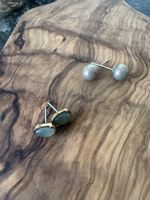 2 Paar Ohrstecker Perle in grau