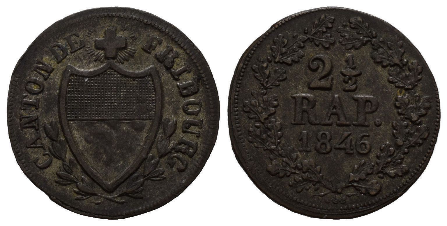 Tutti le monete: Freiburg 2,5 Rappen 1846  /2461 – Usato da Trimbach venduto da Solothurn1