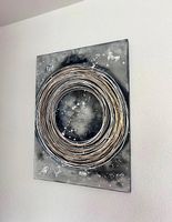 Bild Wandbild gemalt blau Gold weiss