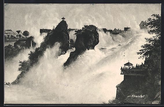 Ansichtskarten: AK Rheinfall, Blick zum Wasserfall, 1908 – Gebraucht aus Berlin von bartko-reher