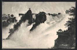 AK Rheinfall, Blick zum Wasserfall, 1908