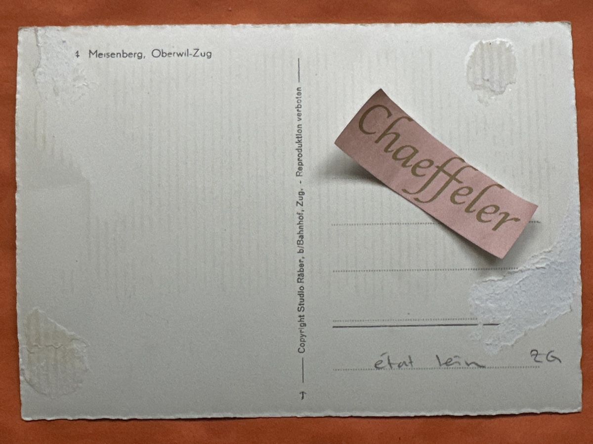 Cartoline postali: Mesenberg, Oberwil Zug – Difettoso da Zürich venduto da Chaeffeler 1