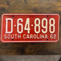 🇺🇸 1962 Vintage U.S. Autoschild - South Carolina D-64-898