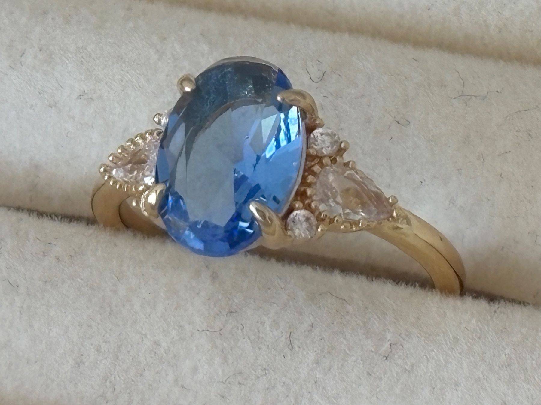 Anelli: Luxus Elegante Gr.19/9 Ring Farbe:  Gold/ blau – Nuovo (secondo la descrizione) da Biel-Bienne venduto da Roserosse13 6