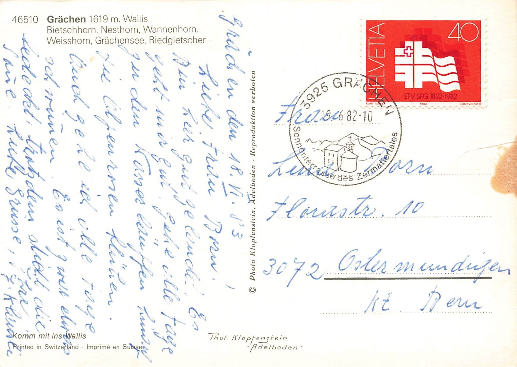 Cartoline postali: Grächen (1619 m), Vallese – Usato da Biasca venduto da Blenio71 1