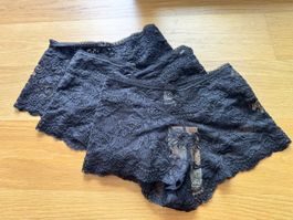 3 er Set Damen Unterwäsche Slip Spitze Schwarz Grösse 38