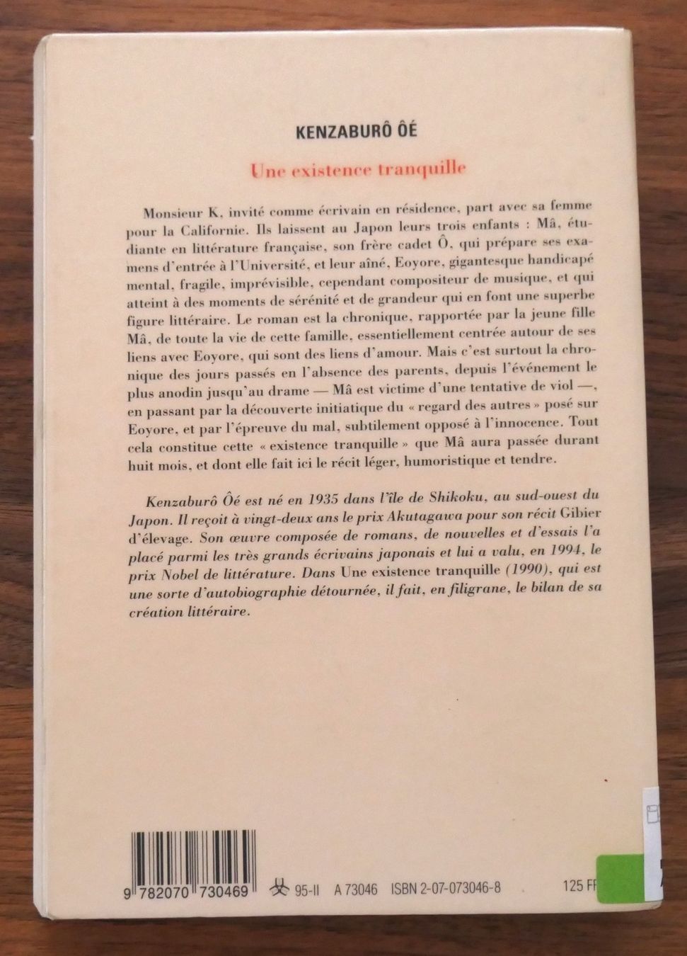 Libri: Kenzaburö Oé  -  Une existence tranquille – Usato da Biel/Bienne venduto da Crismail 1