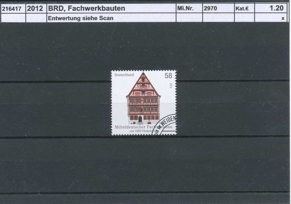 Prophila Collection Briefmarken Set: BRD 2012 Fachwerkbauten In Deutschland – Komplettausgabe Postfrisch MNH