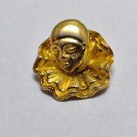 Broche Tête De Pierrot Clowns Métal Doré Strass #C2