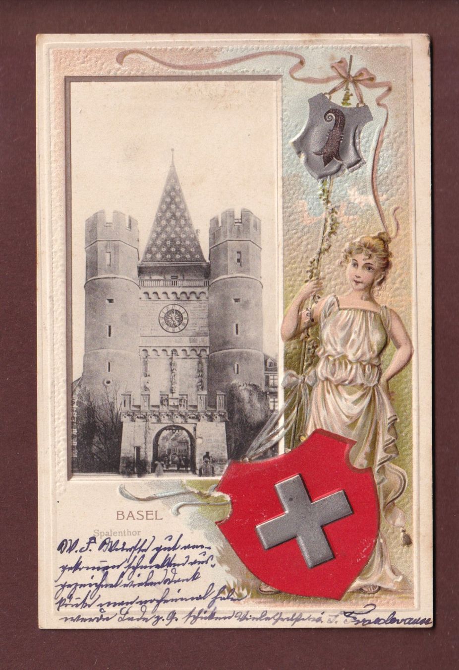 Cartoline postali: BASEL - Spalenthor - 1902 Präge – Usato da Pully venduto da nicecards
