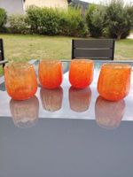 Lot de 4 gobelets / verres à eau artisanaux en verre soufflé