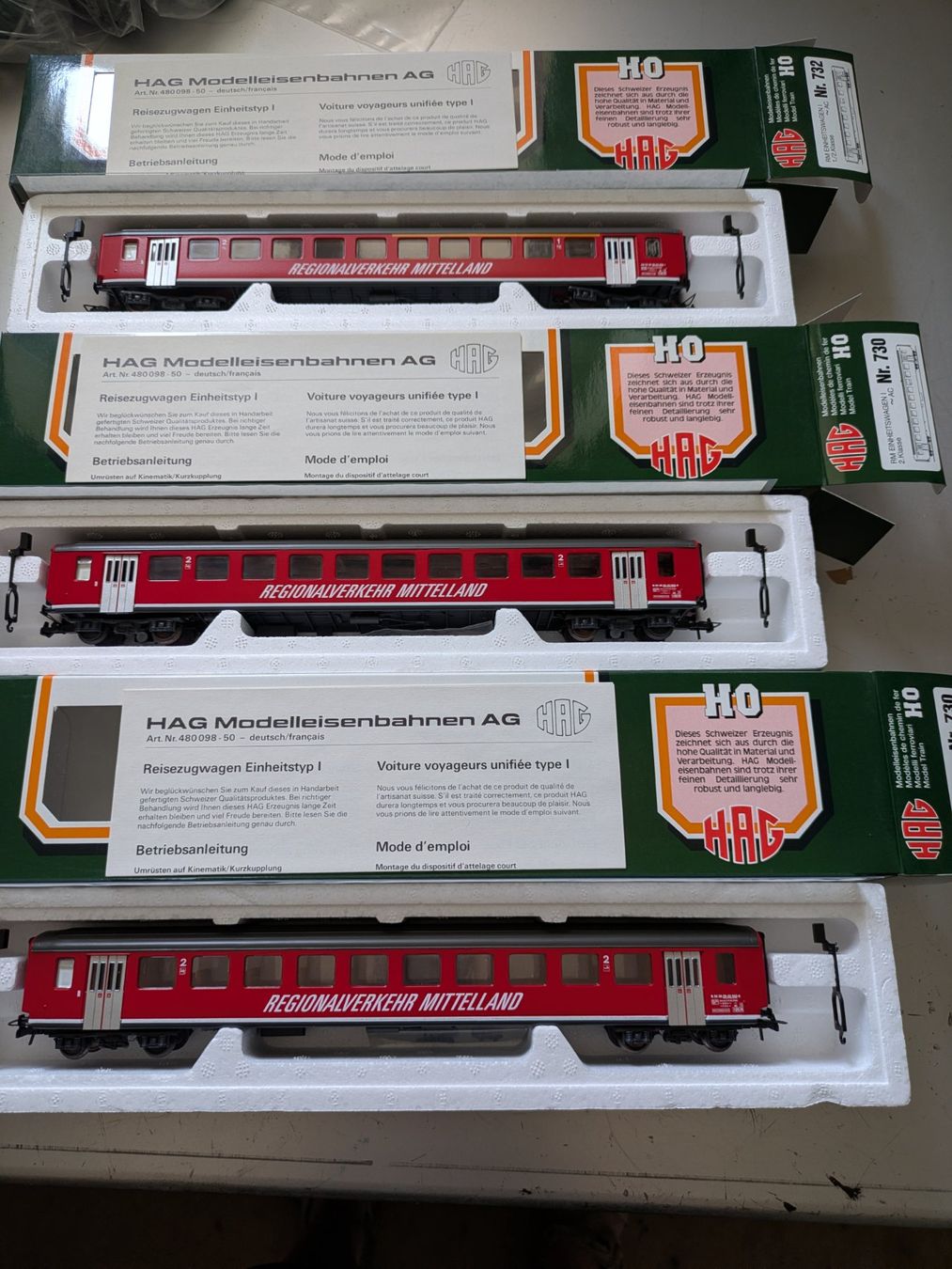 Hag Trains électriques: 3 HAG RM Einhaitswagen – Neuf (Voir description) à Lohn SH par Gitane0