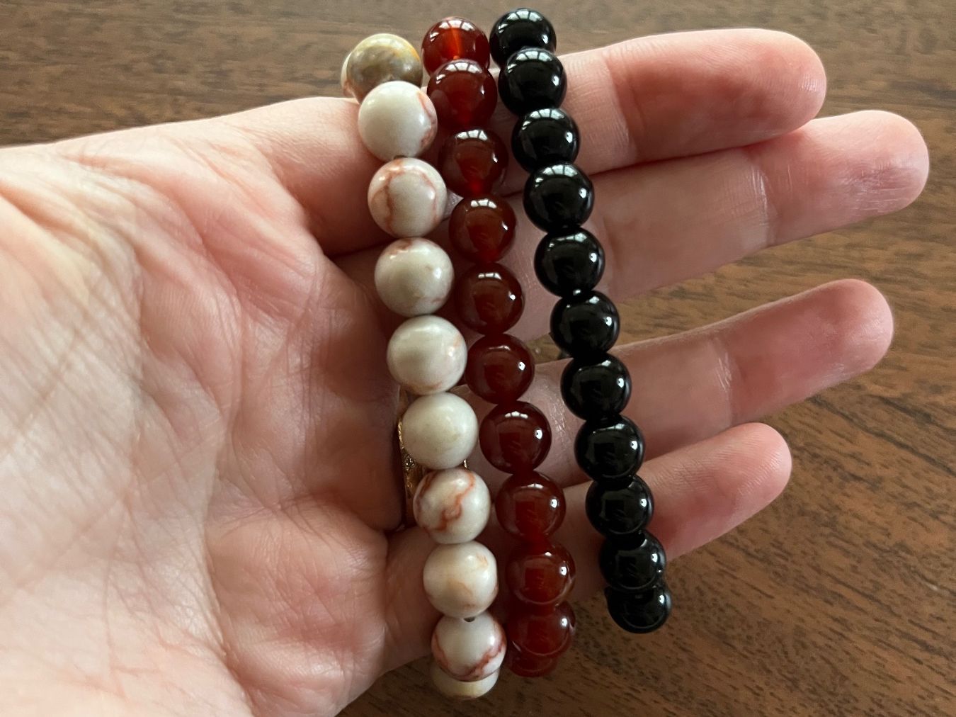 Bracciali & Braccialetti: 3er Set Armbänder, Edelstein, Karneol, Red Jasper, Onyx – Nuovo e nell'imballaggio originale da Gams venduto da Mariawicca 3