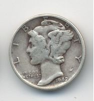 USA Dime 10 Cents 1942 Silber