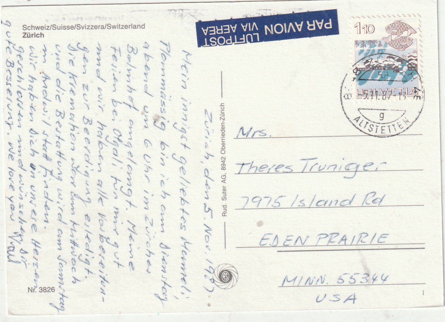 Cartoline postali: Zürich MBK – Usato da Lumbrein venduto da made02 1