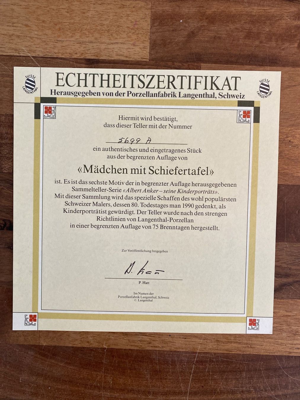 Assiettes: Anker Teller Mädchen mit Schiefertafel – D'occasion à Malters par Basteln 2