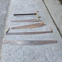 5 Sägen, Handsägen, Bügelsäge, 2 Mann Säge Waldsäge