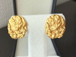 ✨Vintage Ohrringe Goldfarbe im Nugget-Stil