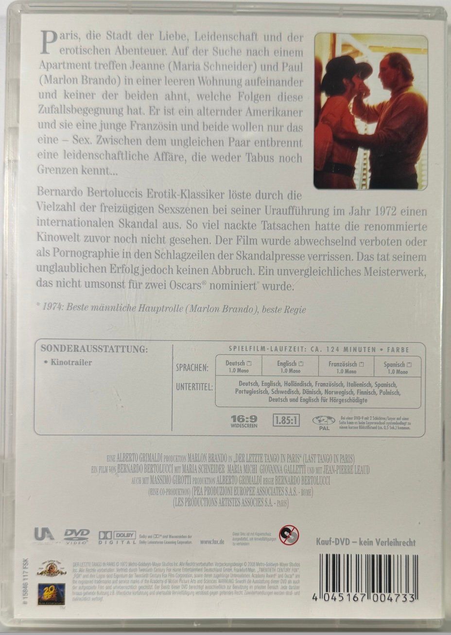 Tutti i DVDs: DVD DER LETZTE TANGO IM PARIS – Usato da Wisen venduto da gigisna 2