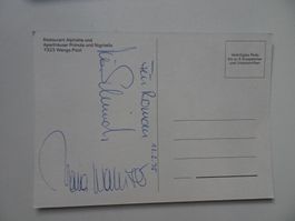 Autogramme Vreni Schneider und Maria Walliser auf Postkarte