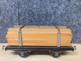 Buco Spur 0  Flachwagen 8666 Holzwagen mit Holz beladen SBB
