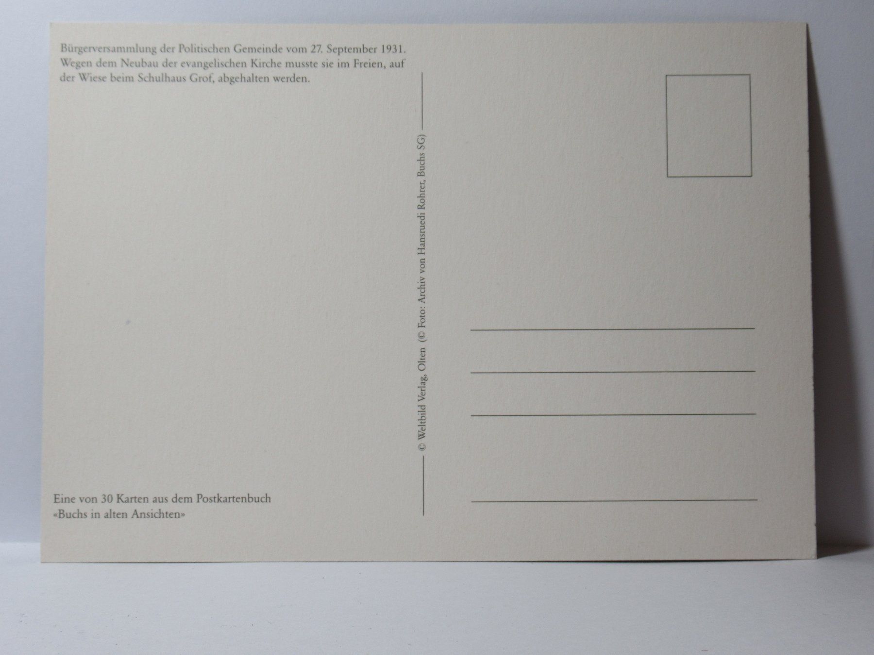 Cartoline postali: Buchs , Bürgerversammlung 27 September 1931 – Nuovo (secondo la descrizione) da Grenchen venduto da Bluemchen1900 1