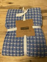 Waffeldecke Easy Living blau weiss 150x200 cm neu