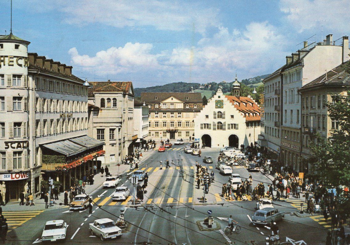 Cartoline postali: St. Gallen Bohl Marktplatz 1986 – Usato da St. Gallen venduto da Epu