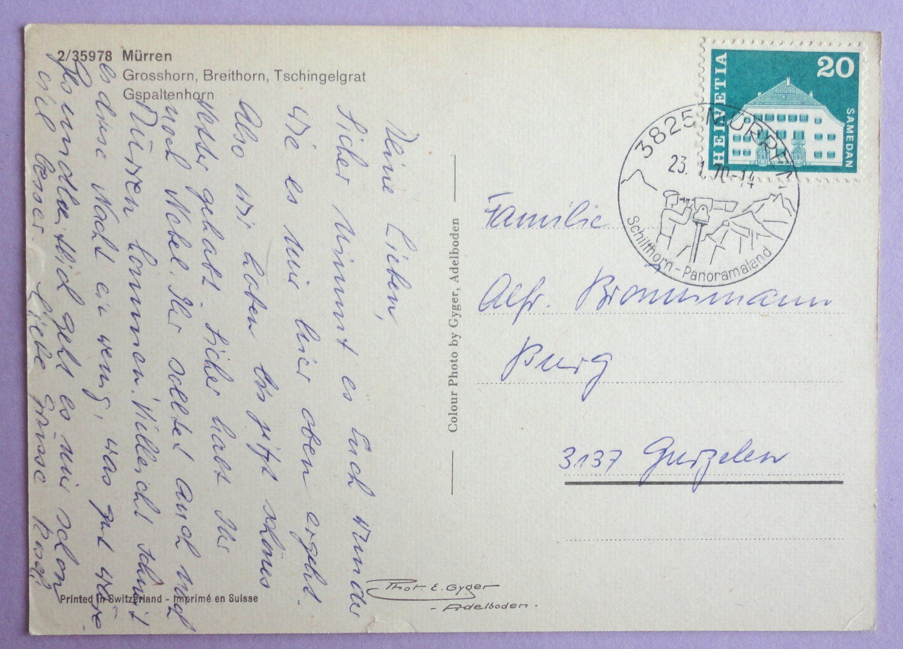 Cartoline postali: Mürren – Difettoso da Fétigny venduto da Billy2miny 1