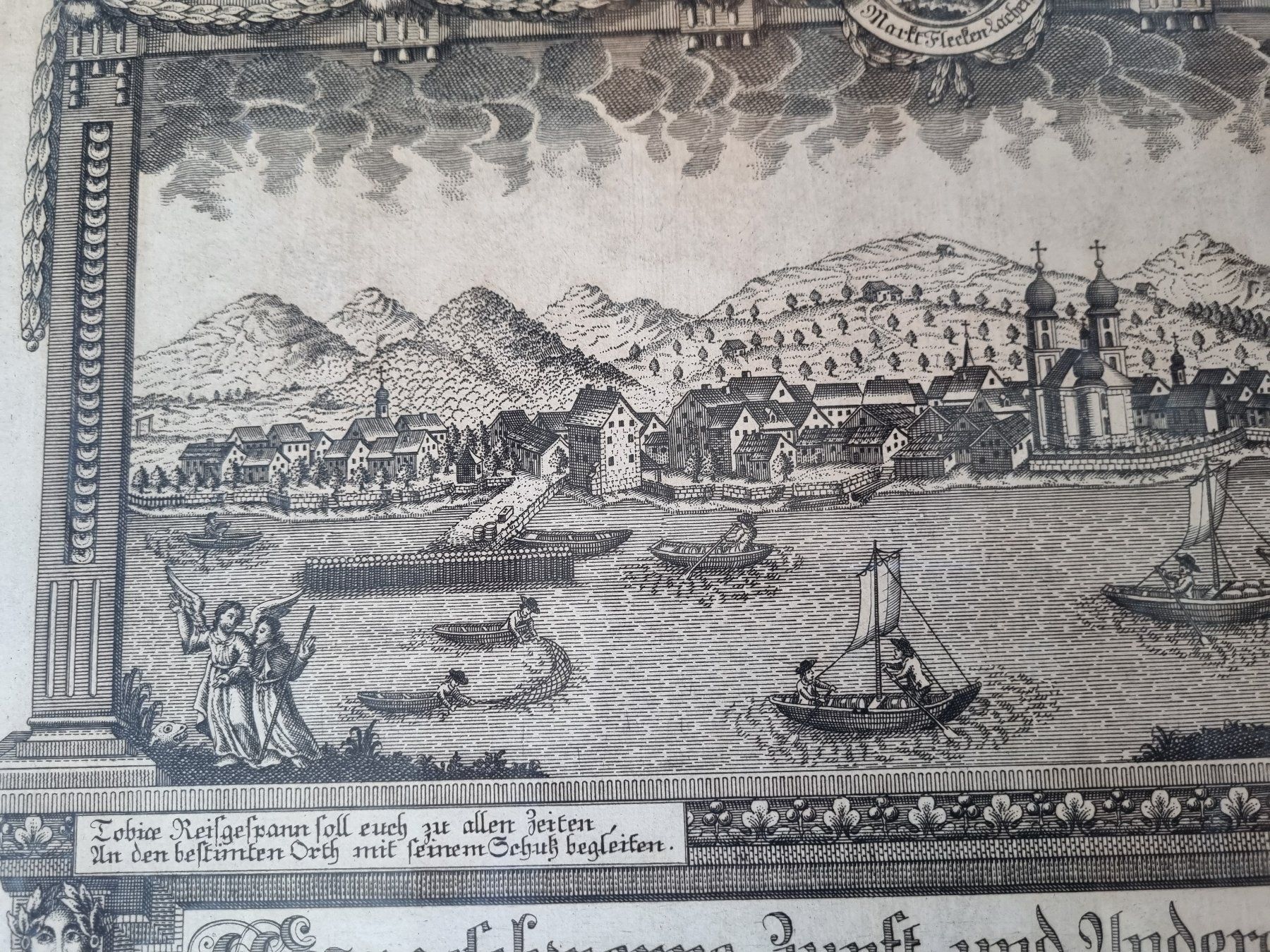 Incisioni: Alter Kupferstich Gesellenbrief Lachen 1803 Top – Usato da Trachslau venduto da bastet06 4