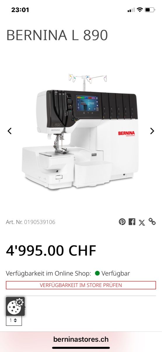 Bernina Nähmaschinen: Bernina Overlook L 890 – Neu (gemäss Beschreibung) aus Wolfhausen von SticksmitBiss