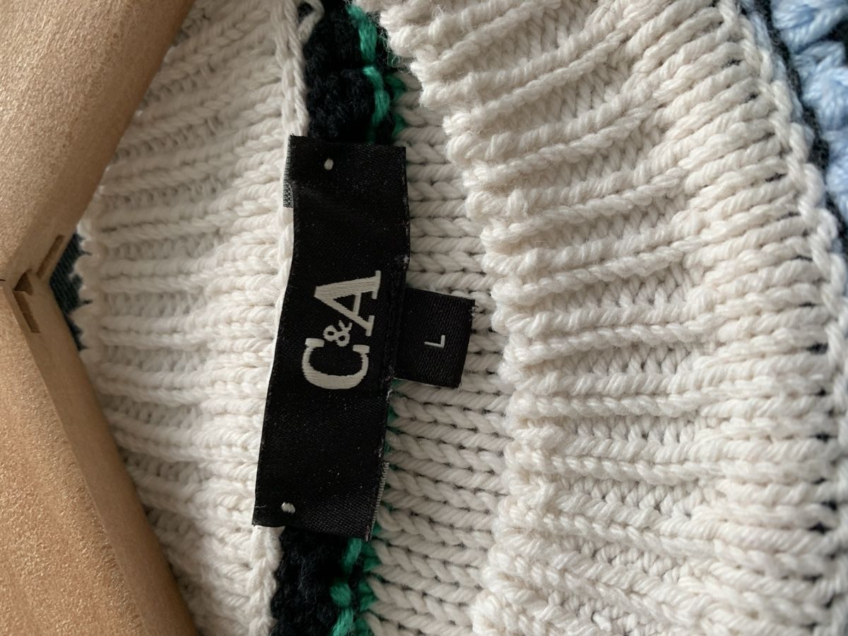 C&A Maglioni & Felpe: C&A Gestreifter Pullover Gr. L weiss grün blau Strickpullove – Nuovo (secondo la descrizione) da Mettmenstetten venduto da _4_YOU_ 4