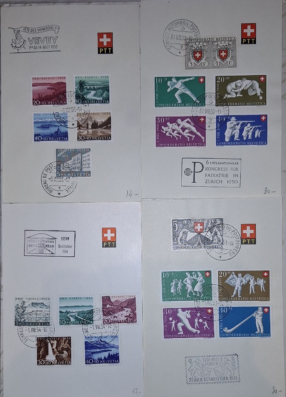 Alle Briefmarken: 8 Pro Patria PTT Hefte  – Gebraucht aus Balgach von SIMEON27