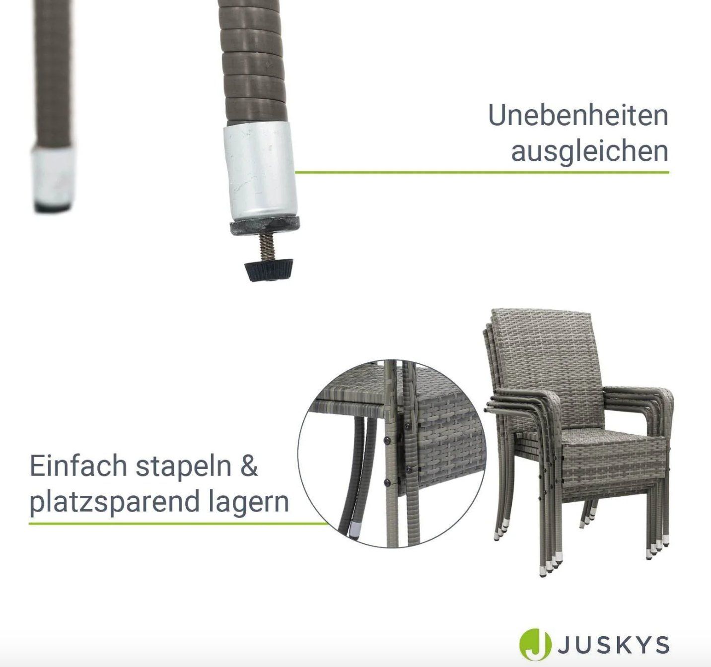 Sedie: Polyrattan Gartenstühle Yoro 4er Set Grau - Gratis Versand – Nuovo e nell'imballaggio originale da Kleinwangen venduto da meinwarenkorb.ch 4