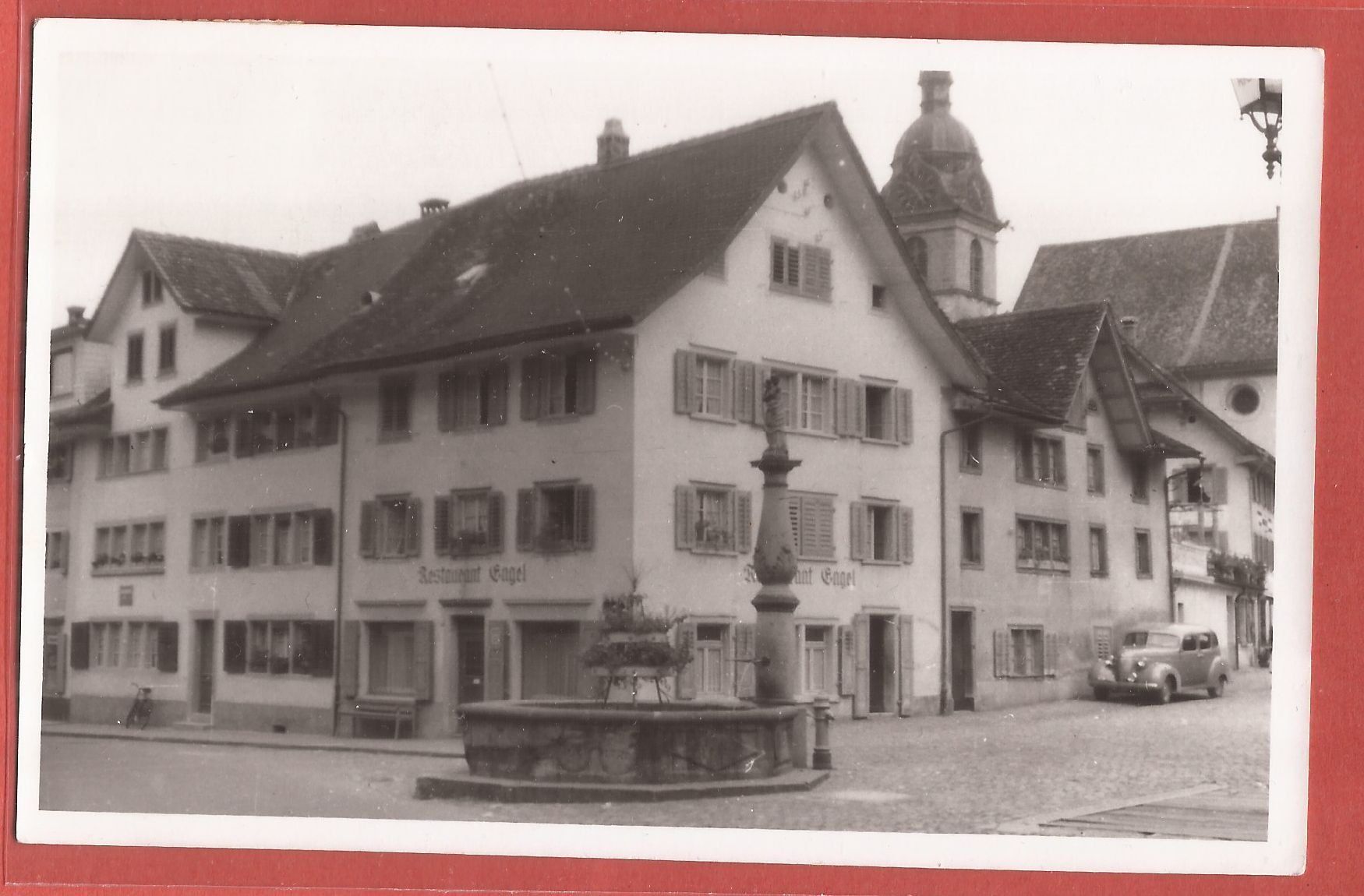 Cartoline postali: Arth - Hotel Engel mit Oldtimer - ca. 1935 - 1957 gestempelt – Usato da Fislisbach venduto da Porano