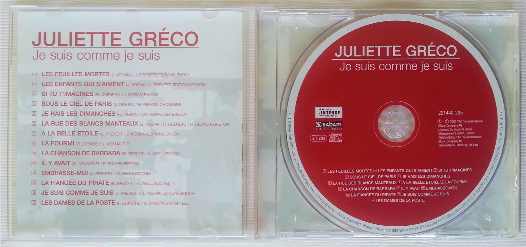CD: CD JULIETTE GRÉCO  - Je suis .... – Usato da Oberriet SG venduto da Manick 2