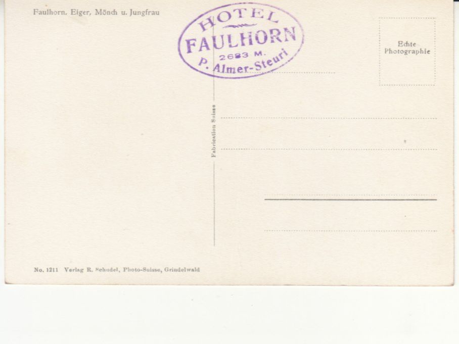 Cartes postales: Faulhorn ca. 1930 – D'occasion à Bürglen TG par StampGraf 1