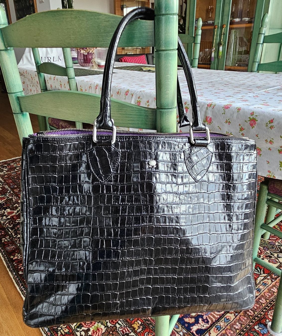 Navyboot Borse da donna: Navyboot Ledertasche, schwarz, Krokostyle, – Nuovo (secondo la descrizione) da Frick venduto da lichtsignal12