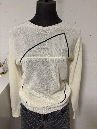 Chanel Pullover off-white structured knit size 34