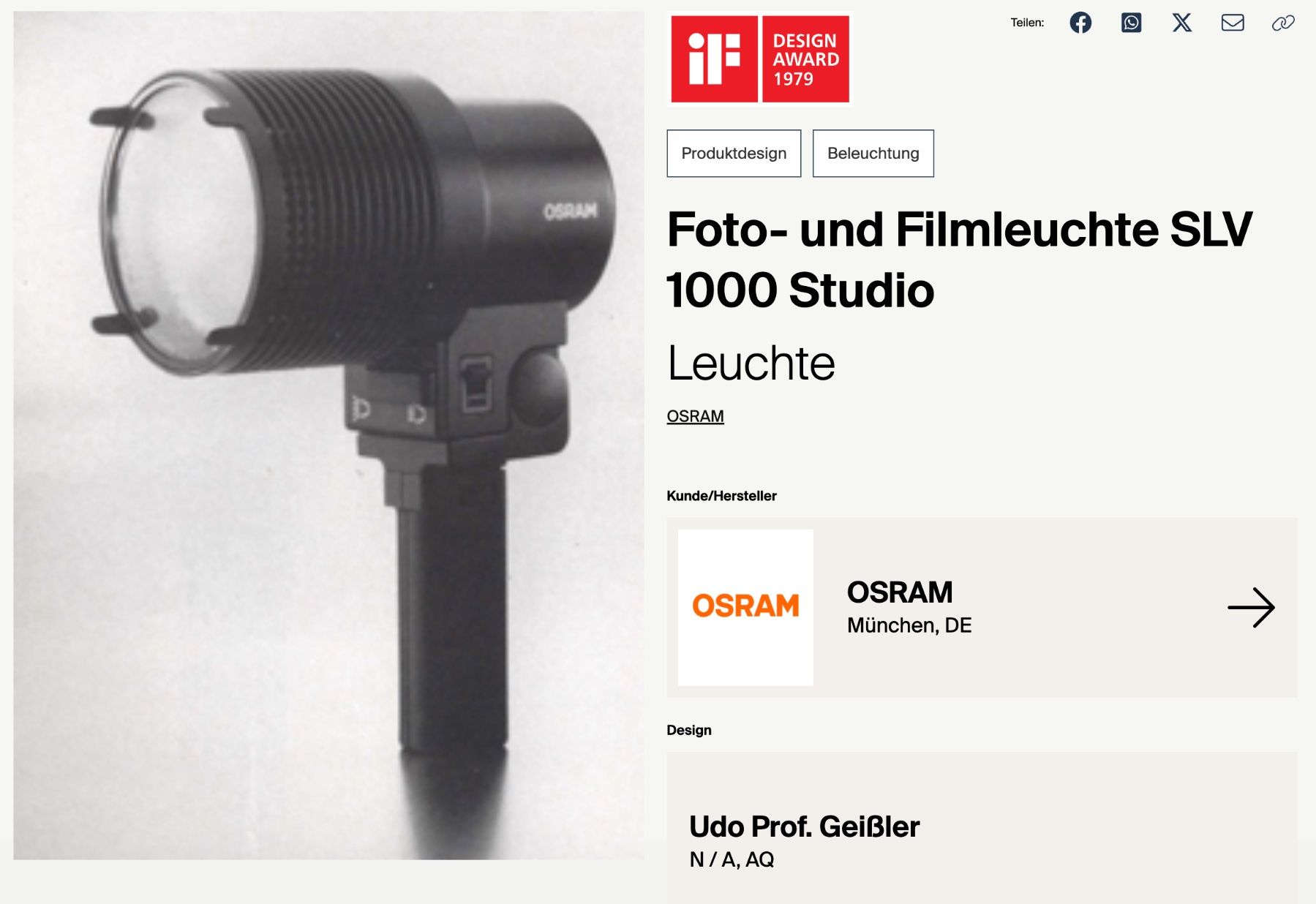 Osram Lampen: Osram SLV 1000 Studio – Gebraucht aus Holzhäusern ZG von mapasingue 5