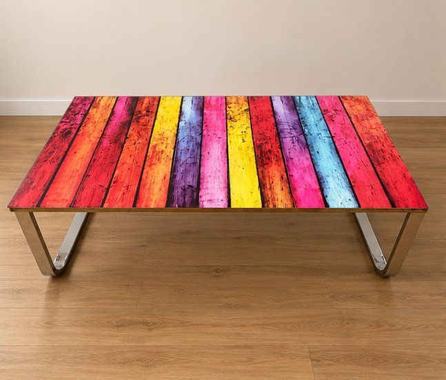Tables: Table basse multicolore en verre – D'occasion à Collex par lpe_zhq9