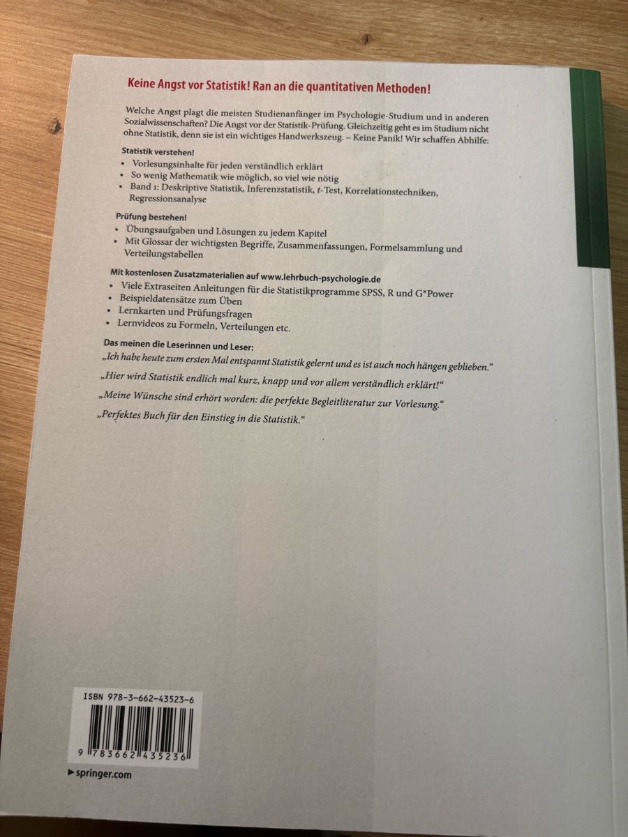 Libri: Quantitative Methoden (Lehrbuch für Statistik) – Nuovo (secondo la descrizione) da Eschlikon TG venduto da eva_gpz8 1