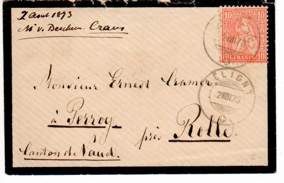 Tutti i francobolli: Brief Céligny nach Rolle 1873 – Usato da Wolhusen venduto da Curver9
