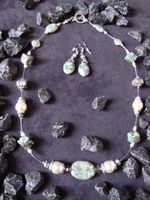 Edelschmuck-Set Halskette kurz und Ohrhänger mit Edelsteinen