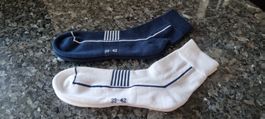 Sport-Socken, Grösse 39-42, Baumwolle, weiss/blau, neu