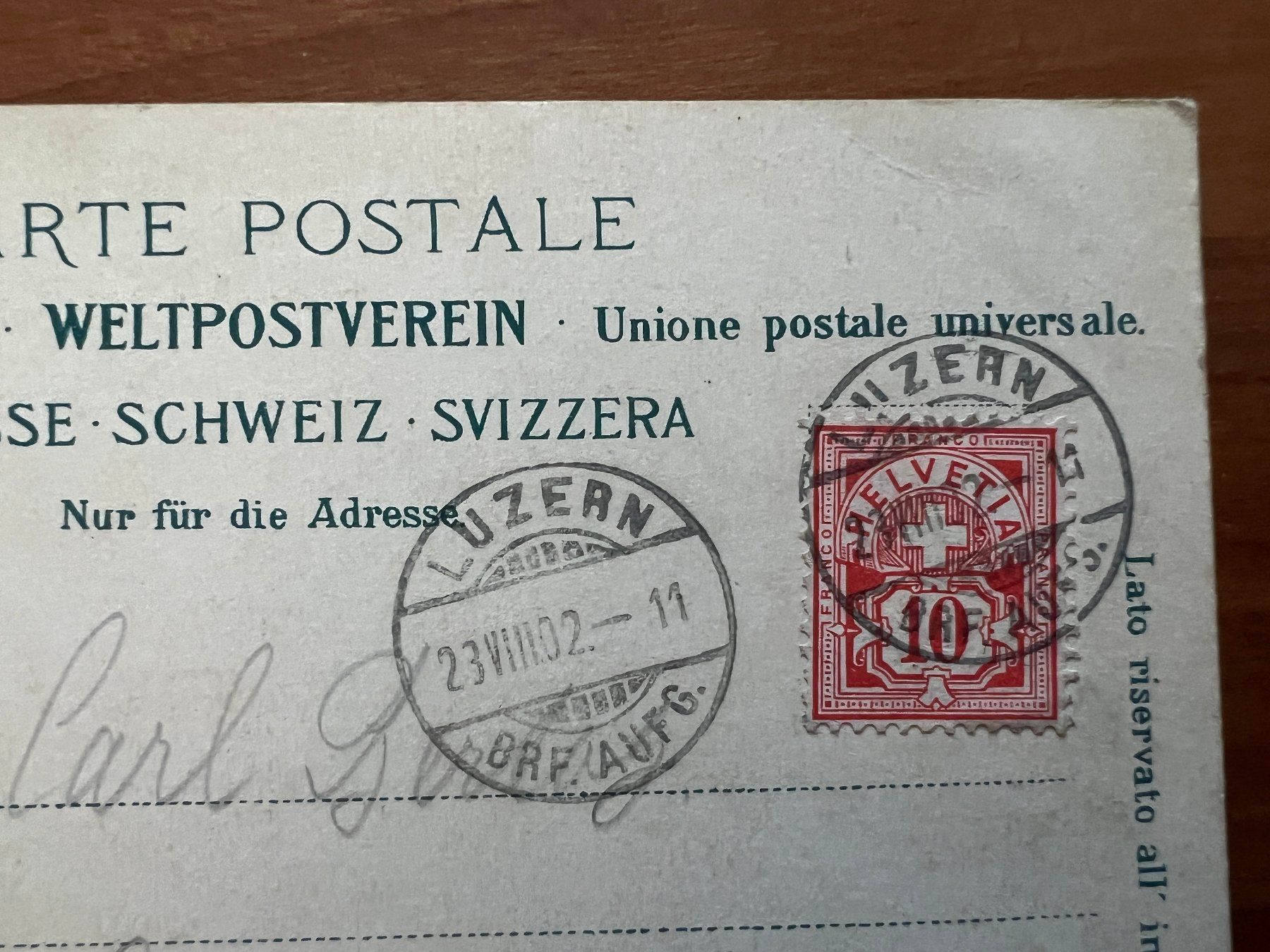 Cartoline postali: AK  1902  Luzern       (G2023) – Usato da Hinwil venduto da Sidi4 1